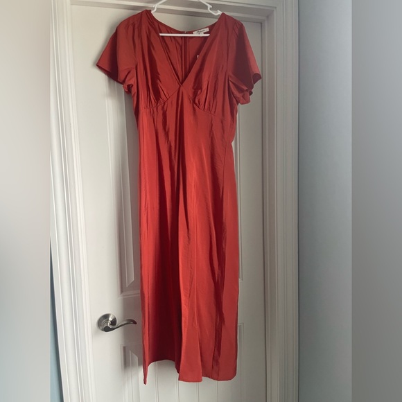 NWT Madewell V-Neck Flutter-Sleeve Midi Dress in southwestern clay - 6 - Picture 6 of 10